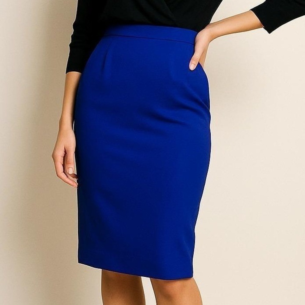 Vintage Barbara Barbara California Royal Blue Pencil Skirt USA High Waist S 80s